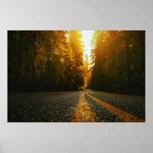 Poster Route de coucher du soleil