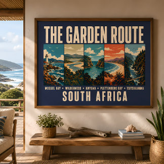 Poster Route du jardin illustration vintage Afrique du Su