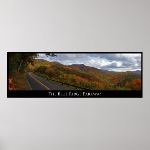 Poster Route express bleue de Ridge dans l'automne