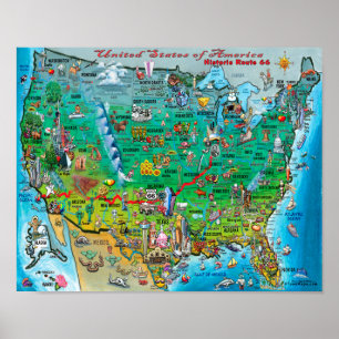 Poster Route historique 66 USA