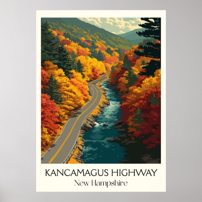 Poster Route Kancamagus NH Promenade Automnale (Devant)