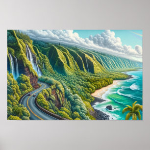 Poster Route vers Hana Maui Hawaii