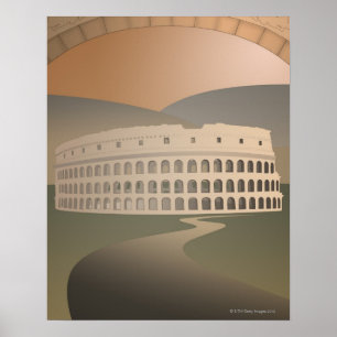 Poster Route vers le Colosseum, Rome, Italie