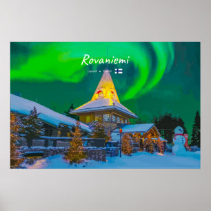 Poster Rovaniemi, Finlande - Aurore magique