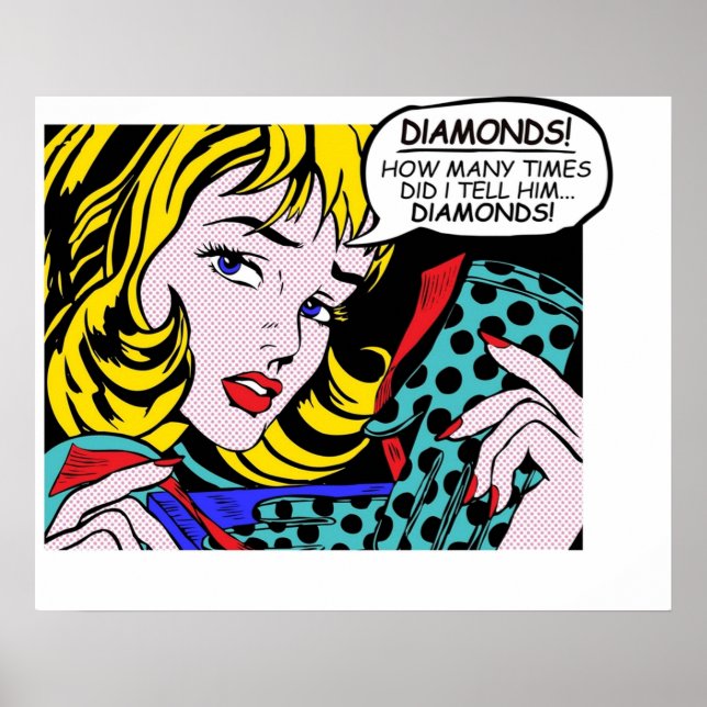 Poster Roy Lichtenstein Comic Art Girl avec gants (Devant)