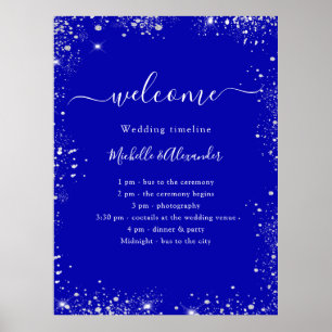 Poster Royal bleu argent parties scintillant programme de