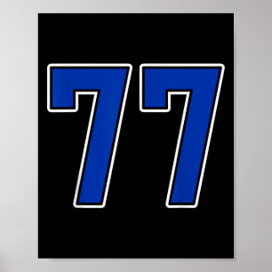 Poster Royal Bleu Blanc Numéro 77 Joueur Jersey Uniforme