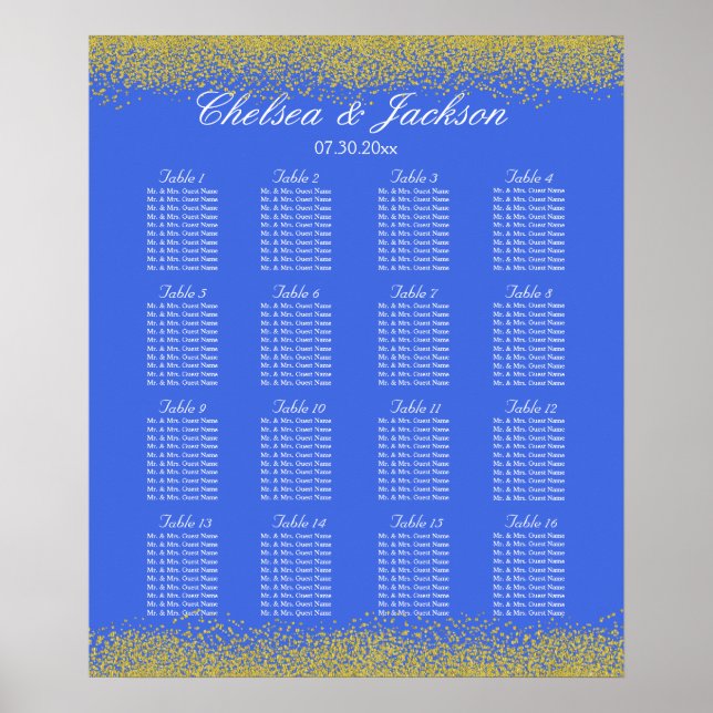 Poster Royal Blue and Gold - 16 Seating Chart (Devant)