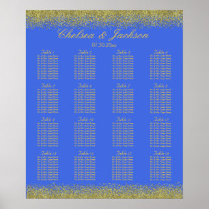 Poster Royal Blue and Gold Confetti - 16 Seating Chart