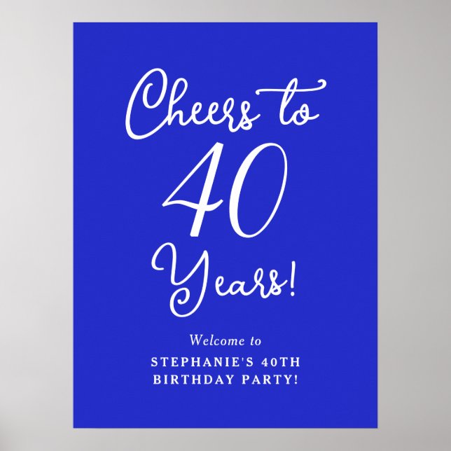Poster Royal Blue encourage à 40 ans Anniversaire Bienven (Devant)