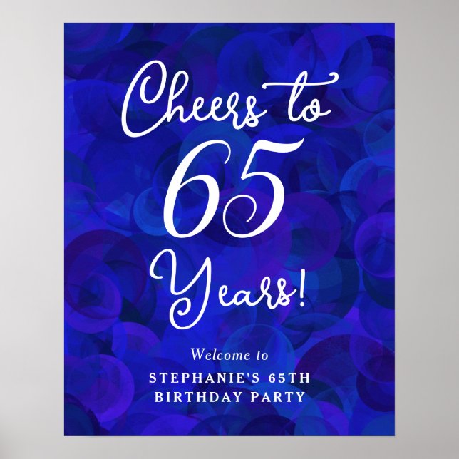 Poster Royal Blue encourage à 65 ans Anniversaire Bienven (Devant)