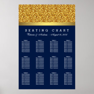 Poster Royal Blue Gold Wedding Seating Chart