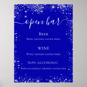 Poster Royal blue parties scintillant mariage menu