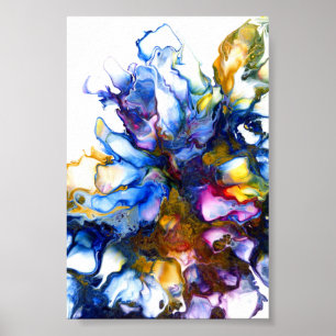 Poster Royal Blue & Pink Abstrait Fluid Art