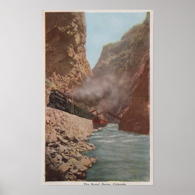 Poster Royal Gorge, CO - Vue du train le long de la riviè (Devant)