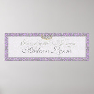 Poster Royal Princess Crown Baby Girl Nom de la chambre P