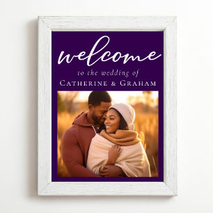 Poster Royal Purple Couple Photo Mariage Chic Bienvenue