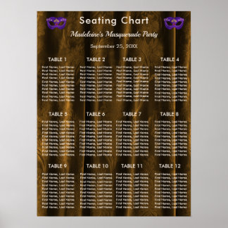 Poster Royal Purple Masquerade Or Mascarade Gold Damask 1