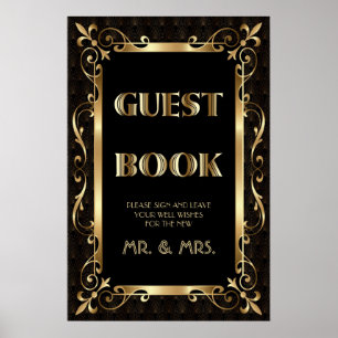 Poster Royal Roaring 20s Gold Art Deco Guest Book Sign