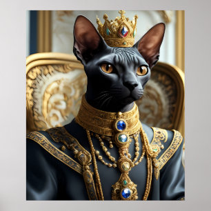 Poster Royal Sphynx Chat King Pet Portrait Art Imprimer