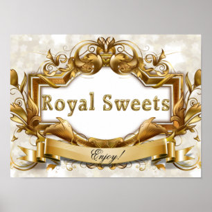 Poster Royal Sweets-White and Gold Party Signage