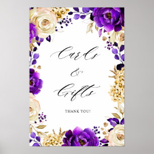 Poster Royal violet violet or Floral Cartes & Cadeaux