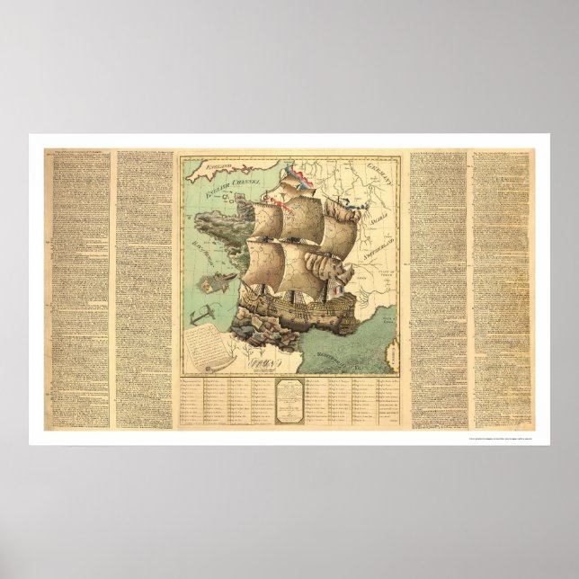 Poster Royaume de France en voilier 1796 (Devant)