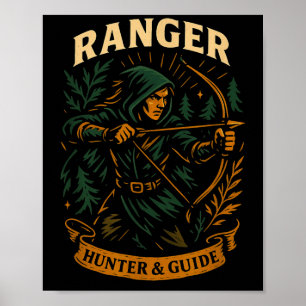 Poster Rpg Gamer Ranger D20 Dice Nerdy Geek Hommes Femmes
