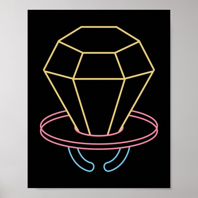 Poster Rtro 80s 90s Neon Ring Pop Candy (Devant)