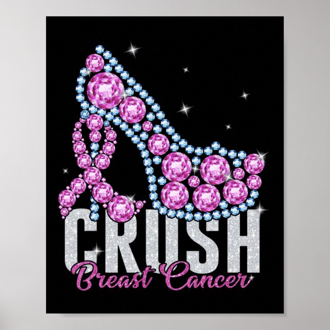 Poster Ruban à bille pour cancer du sein broyé (Devant)