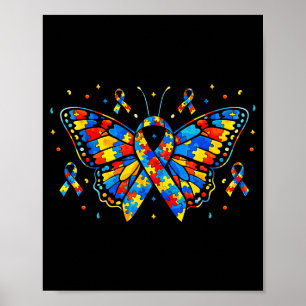 Poster Ruban à énigme papillon de sensibilisation à l'aut