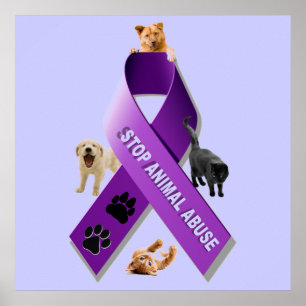 Poster Ruban animal de conscience d'abus (abus animal