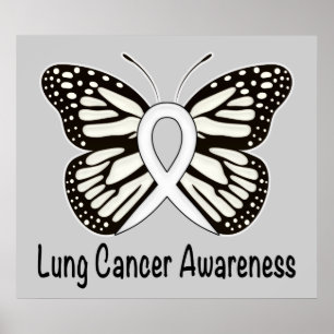 Poster Ruban de conscience de papillon de cancer de
