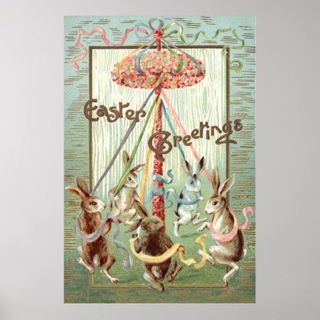 Poster Ruban de danse de Pâques Bunny Maypole (Devant)