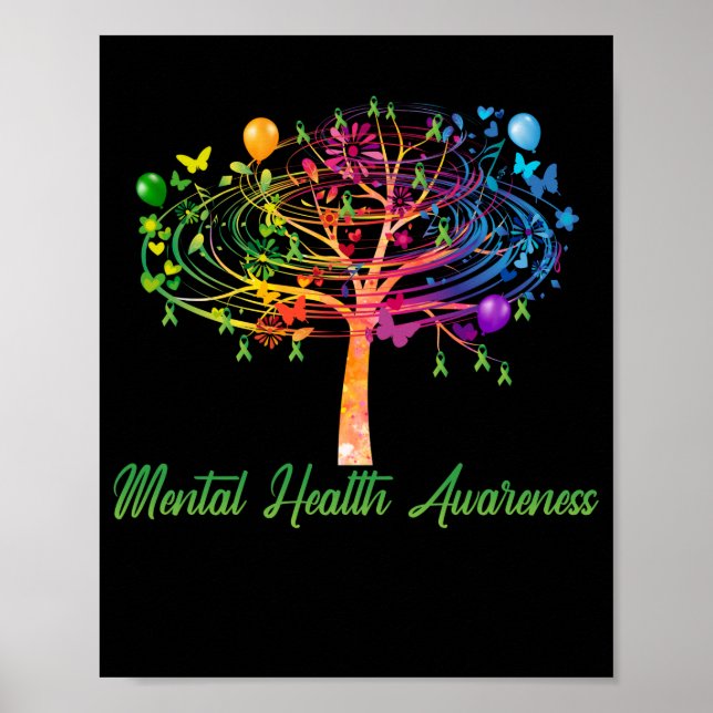 Poster Ruban de l'arbre de sensibilisation à la santé men (Devant)