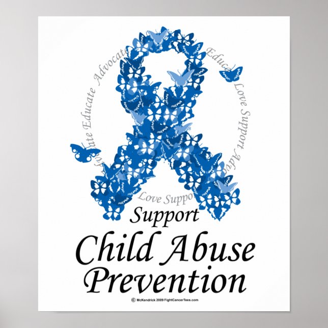 Poster Ruban de papillons contre les enfants maltraités (Devant)