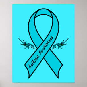 Poster Ruban de sensibilisation à l'asthme avec ailes