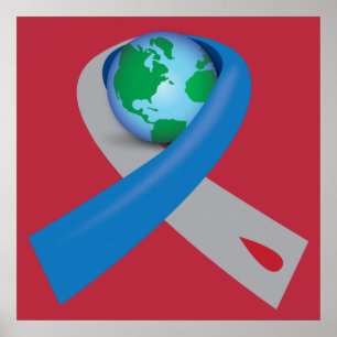 Poster Ruban de sensibilisation au diabète dans le monde