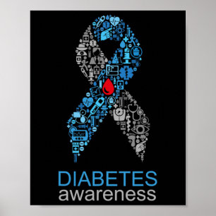 Poster Ruban de sensibilisation au diabète de la Journée 