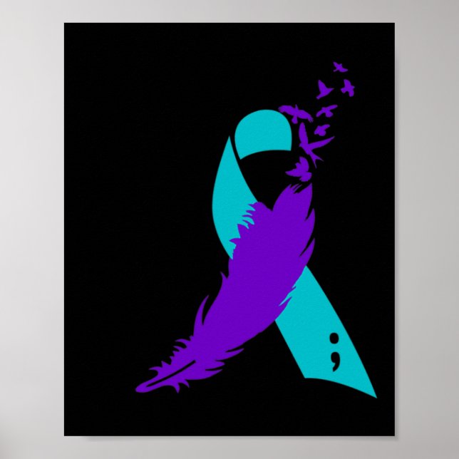 Poster Ruban de sensibilisation au suicide à base de demi (Devant)
