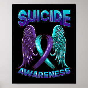 Poster Ruban de sensibilisation au suicide avec ailes Sui