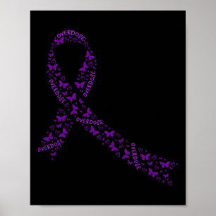 Poster Ruban de sensibilisation au surdosage Violet Addic