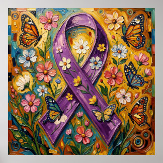 Poster Ruban de sensibilisation violet Fibro