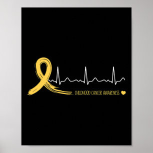 Poster Ruban d'or du battement de cœur pour la sensibilis