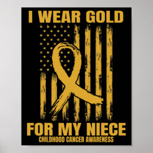 Poster Ruban d'or Nièce Cancer infantile Sensibilisation