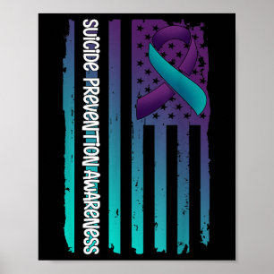 Poster Ruban du drapeau américain pour la sensibilisation