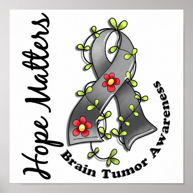 Poster Ruban Fleur 4 Hope Matters Cerveau Tumeur (Devant)