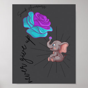 Poster Ruban graphique éléphant fleur de sensibilisation