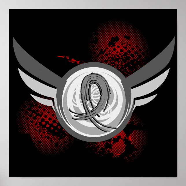 Poster Ruban gris et ailes Maladie de Parkinson (Devant)