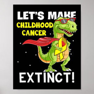 Poster Ruban jaune de dinosaure, sensibilisation au cance